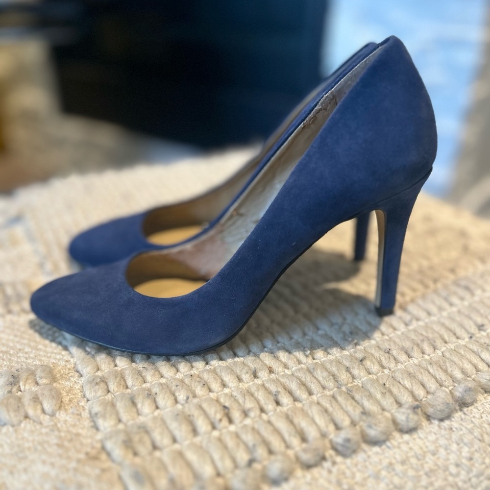 Ann Taylor Blue Suede Heels – Size 5, Classic & Chic